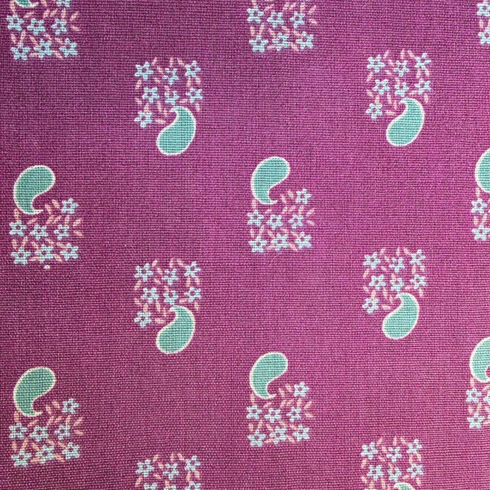 Unbranded Cotton Fabric Plum Purple Floral Paisley Print 44in x 1yd